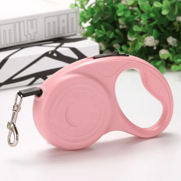 chien longe laisse rose design arrondi pastel clip robuste FlexiLiberty