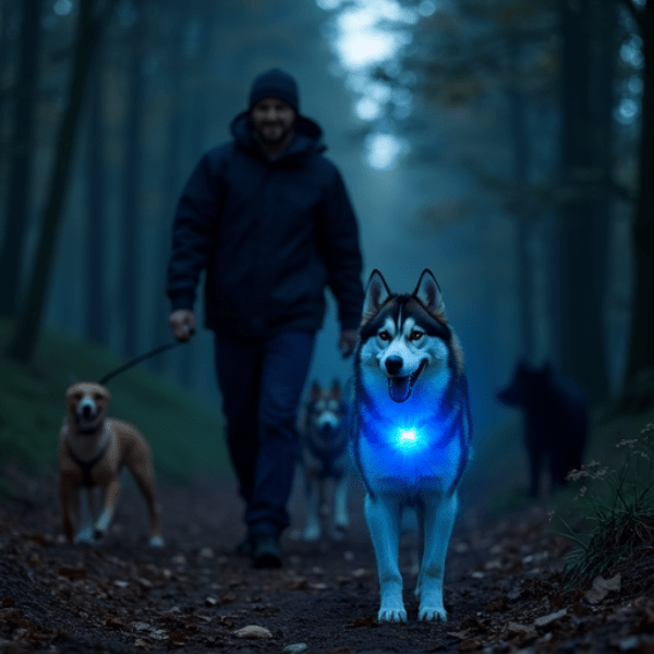 Collier lumineux chien securite led pour la nuit | SécuriLED⹠- Compagnon du chien