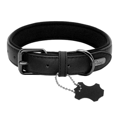 Collier cuir chien noir confort cuir premium 4 saisons