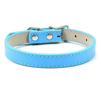 collier cuir pour chien couture douce bleu ciel parfait, LookWoof