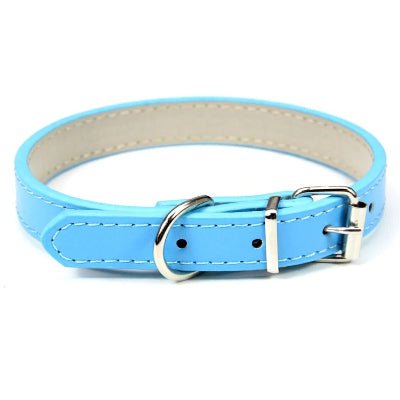 collier cuir pour chien boucle solide bleu et argent, LookWoof