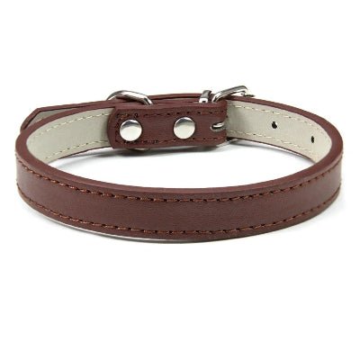 collier cuir pour chien couture fine marron chic, LookWoof